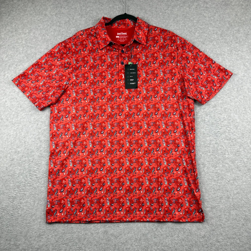 Bogey Bros Leggy Lib Polo Mens Large Red Performance Golf Shirt New